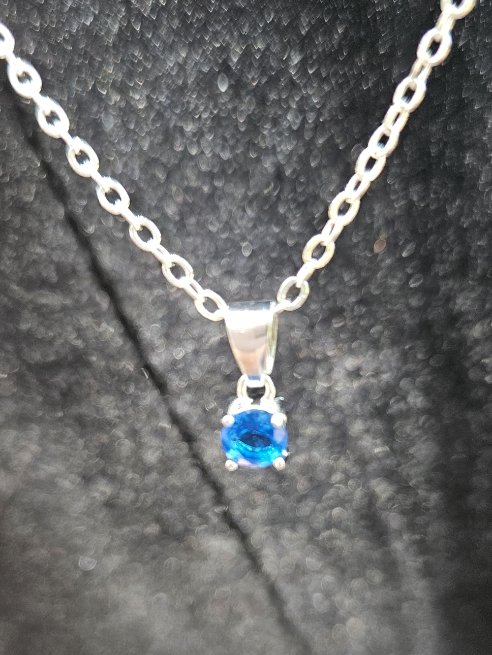 EFFY 18" Birthstone Pendant Necklace-Blue Sapphire Glass- Silver-Lobster Clasp